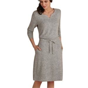 Soft Surroundings Easy Living Dress Grey Drawstring Waist Pockets Size Small
